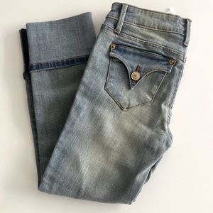Hudson Jeans Girls Skinny Crop Roll Cuff Ripped Stretchy New